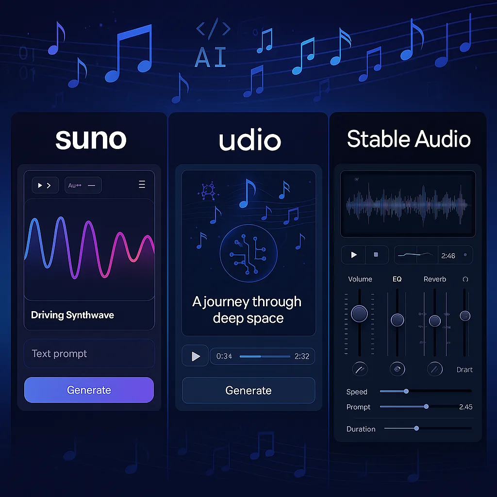 Best AI Music Generators Compared: Suno Vs Udio Vs Stable Audio