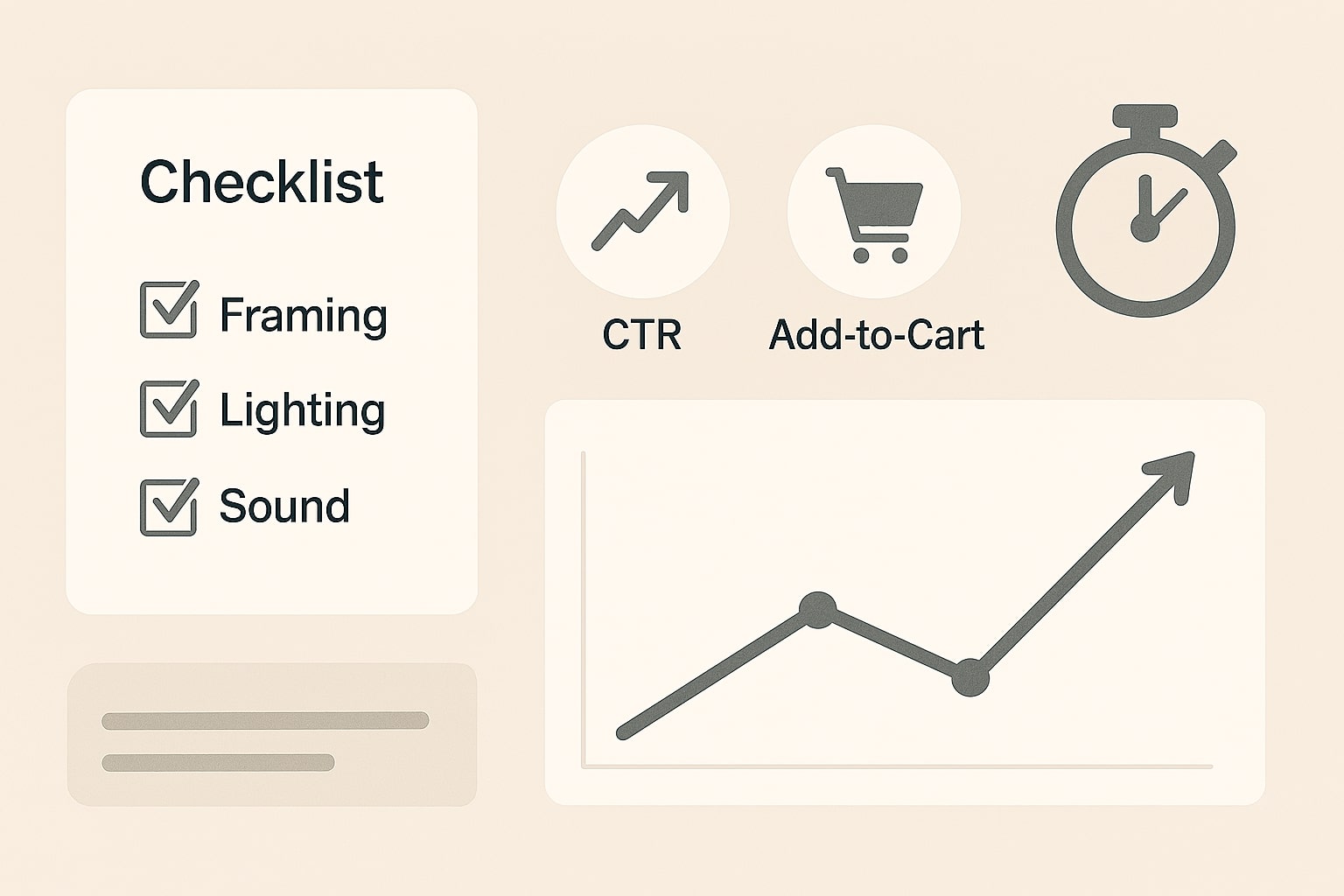 Analytics dashboard with checklist, stopwatch, and trend lines for early campaign signals