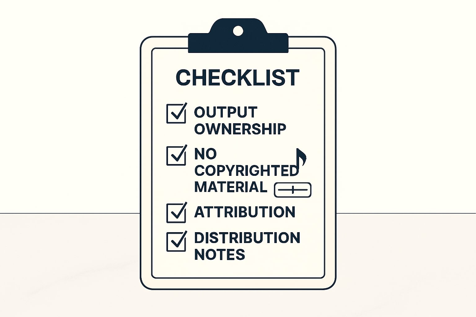 checklist for Udio usage rights, attribution, and risk management