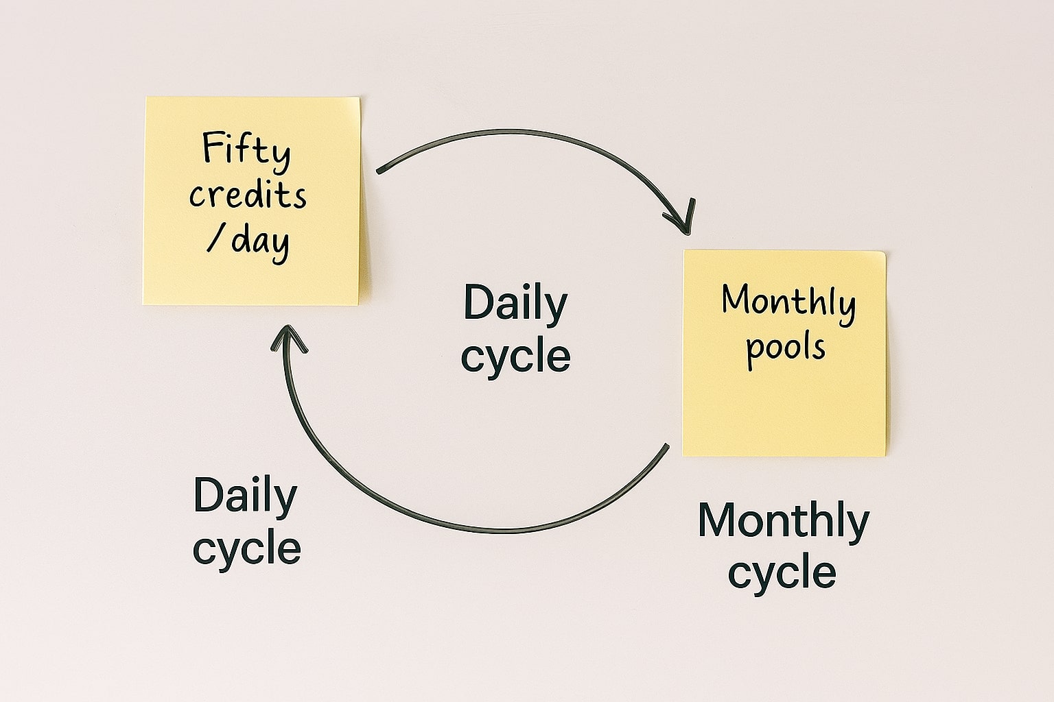 Diagram showing daily and monthly credit resets in Suno