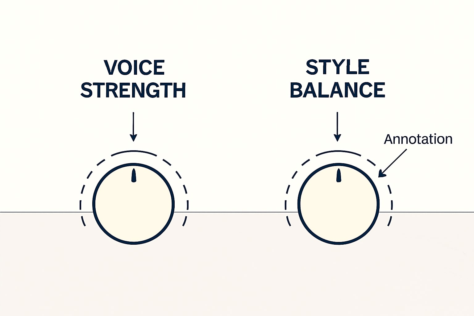 visual guide for adjusting voice strength and style balance to fix drift