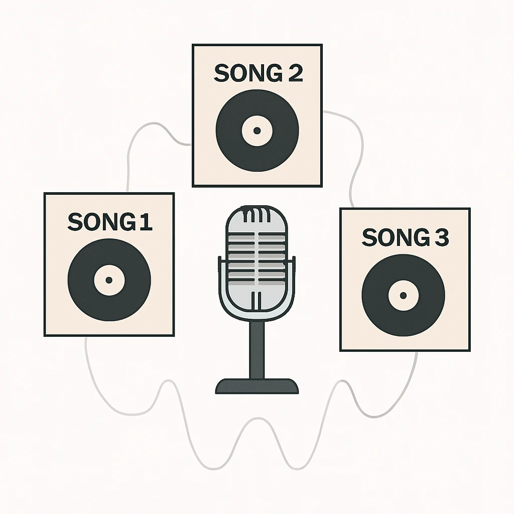 concept illustration of consistent AI singer identity across multiple songs in Udio